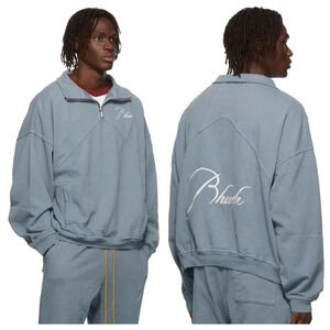 RHUDE Logo Embroidered Quarter-Zip Sweater Sweatshirt